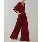 Vid jumpsuit för dam med V-ringning-Jumpsuits for women-Fjallbarn