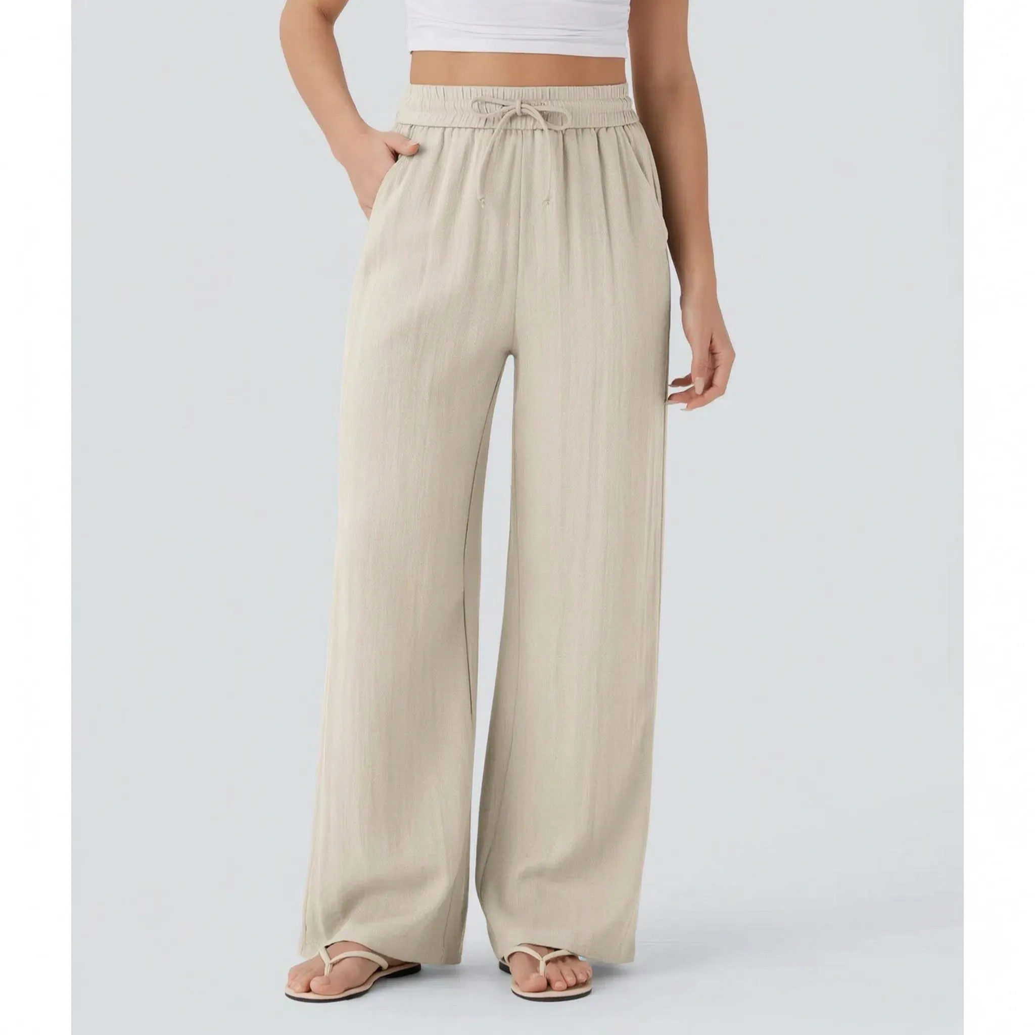 Vida byxor med dragsko för dam-Pants for woman-Fjallbarn
