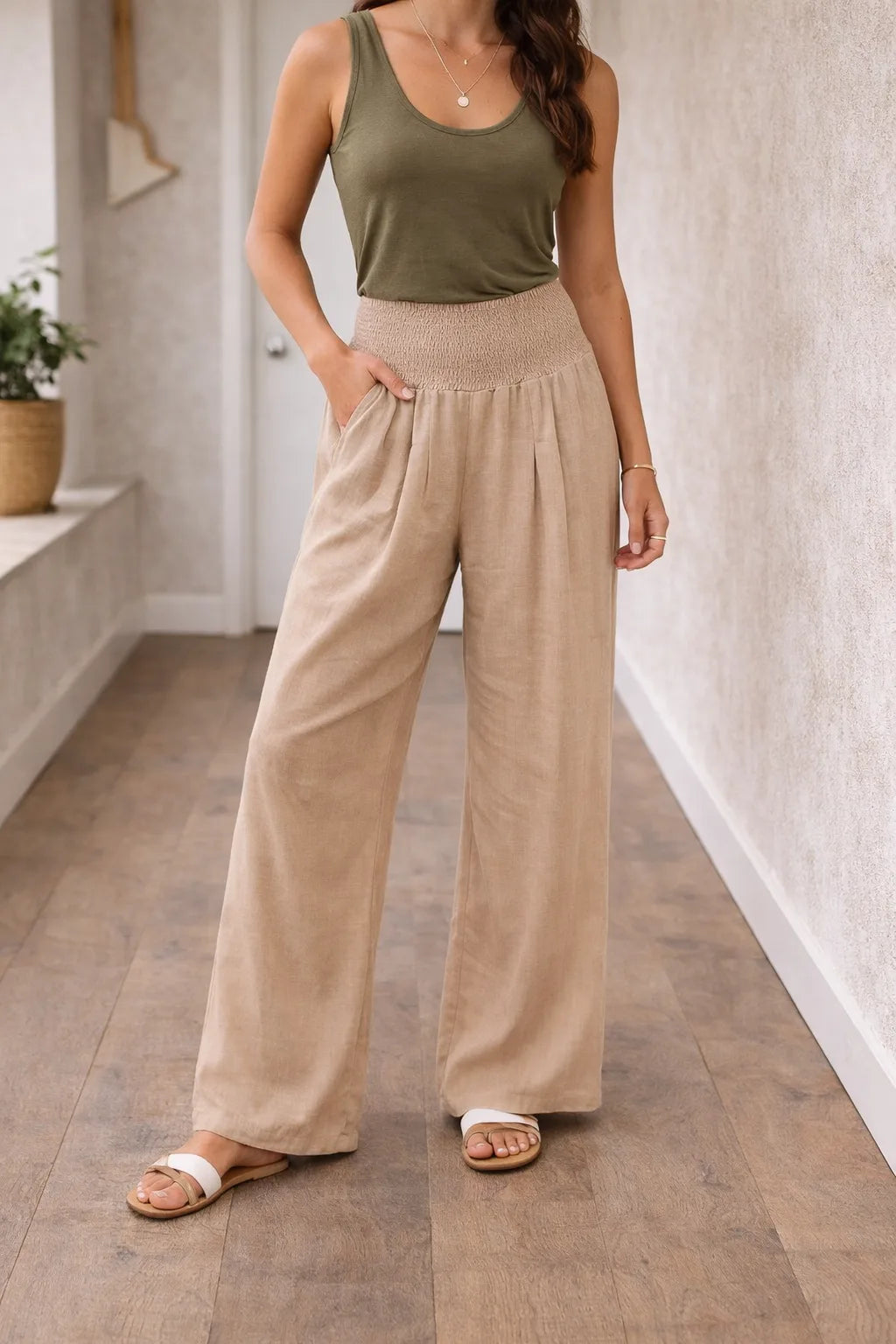 Vida byxor med hög midja och smock-Pants for Women-Fjallbarn