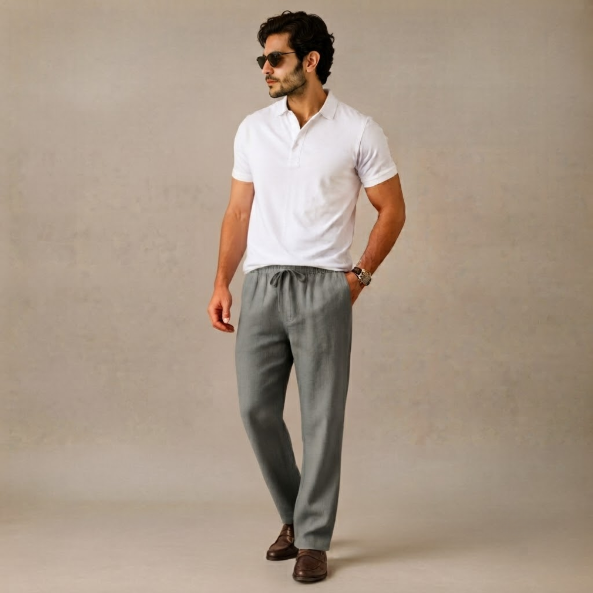 Vida linneblandade byxor för män-Pants for Men-Fjallbarn