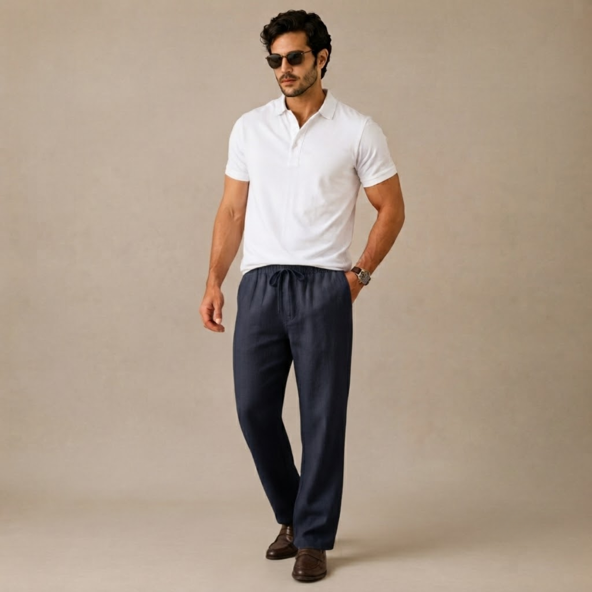Vida linneblandade byxor för män-Pants for Men-Fjallbarn