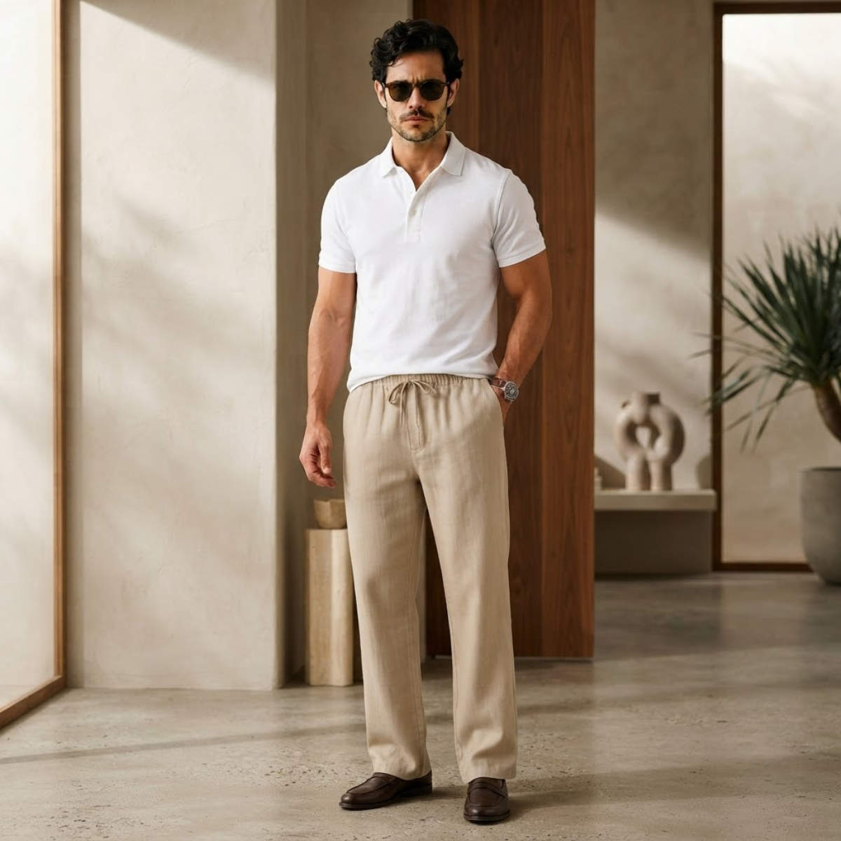 Vida linneblandade byxor för män-Pants for Men-Fjallbarn