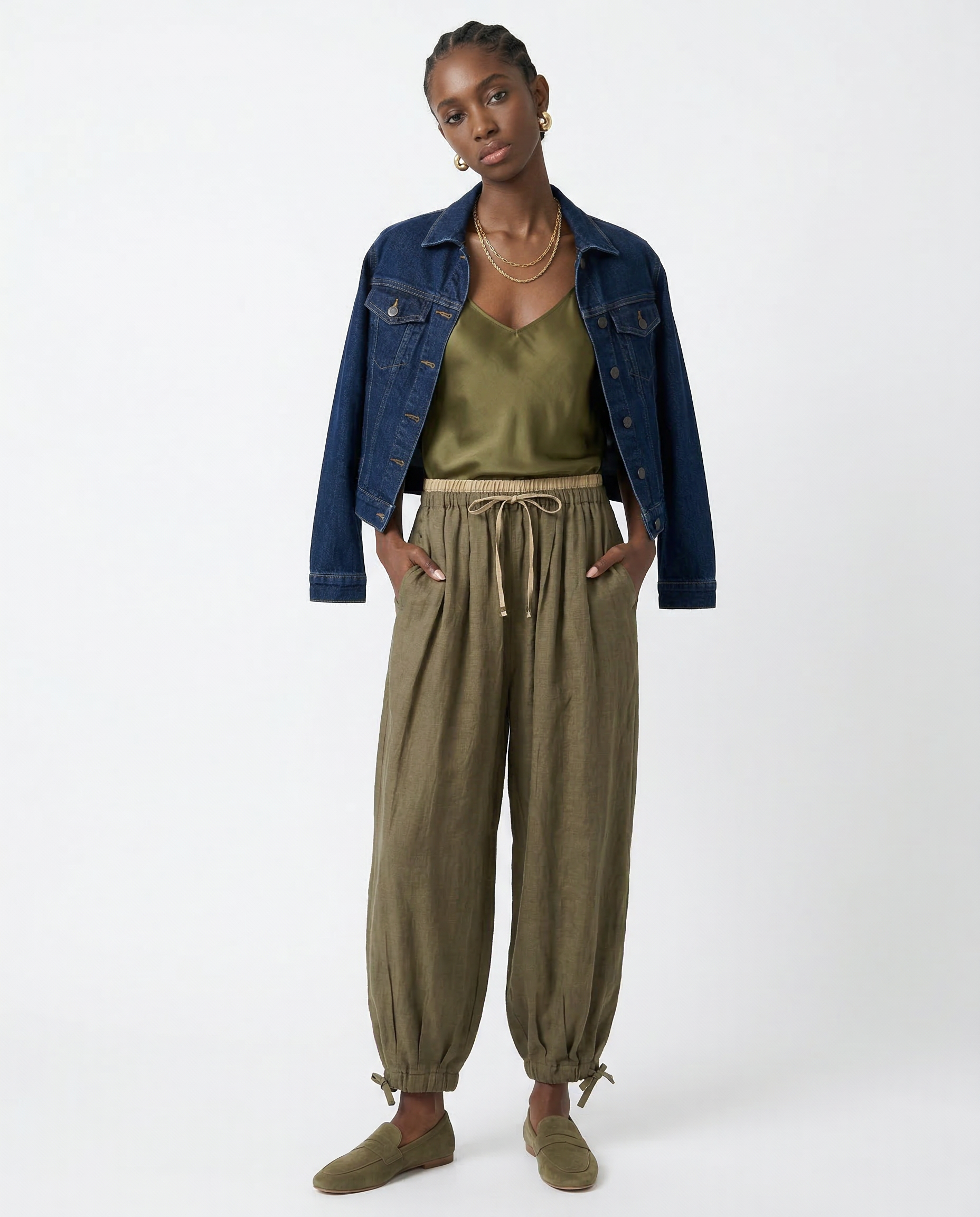 Vida linnebyxor med dragsko för dam-Pants for Women-Fjallbarn