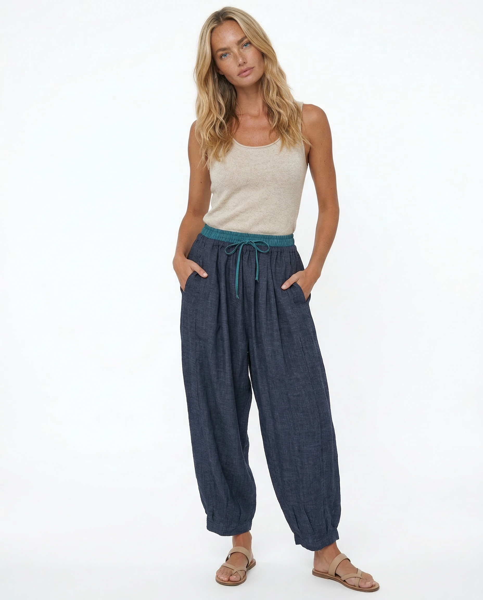 Vida linnebyxor med dragsko för dam-Pants for Women-Fjallbarn