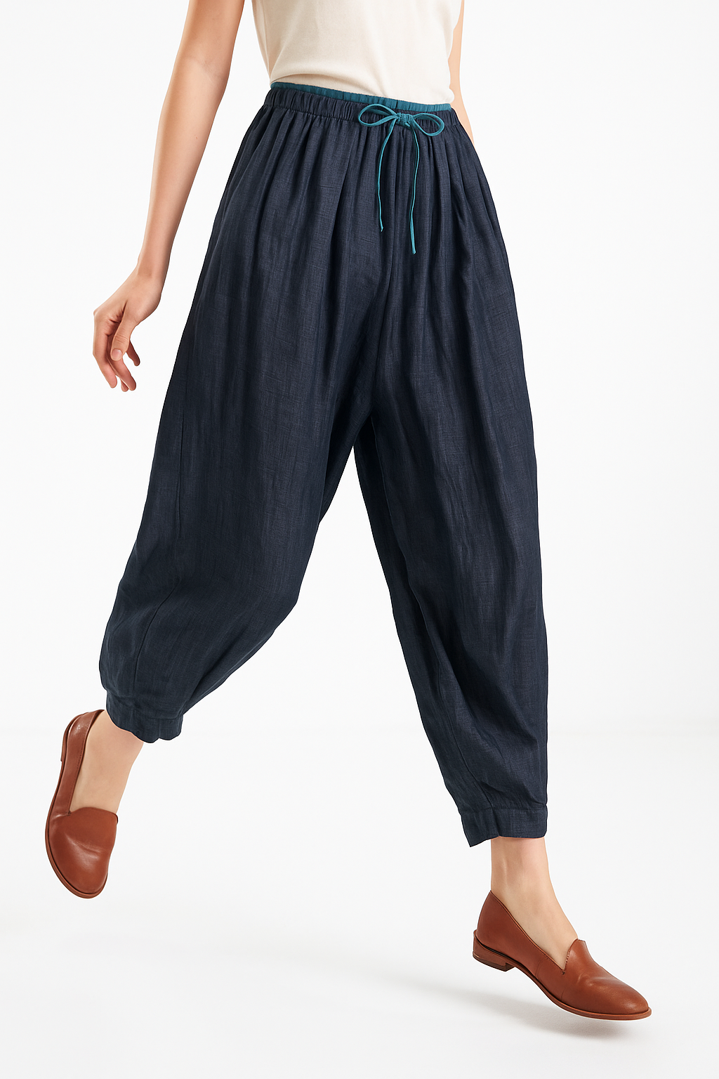 Vida linnebyxor med dragsko för dam-Pants for Women-Fjallbarn