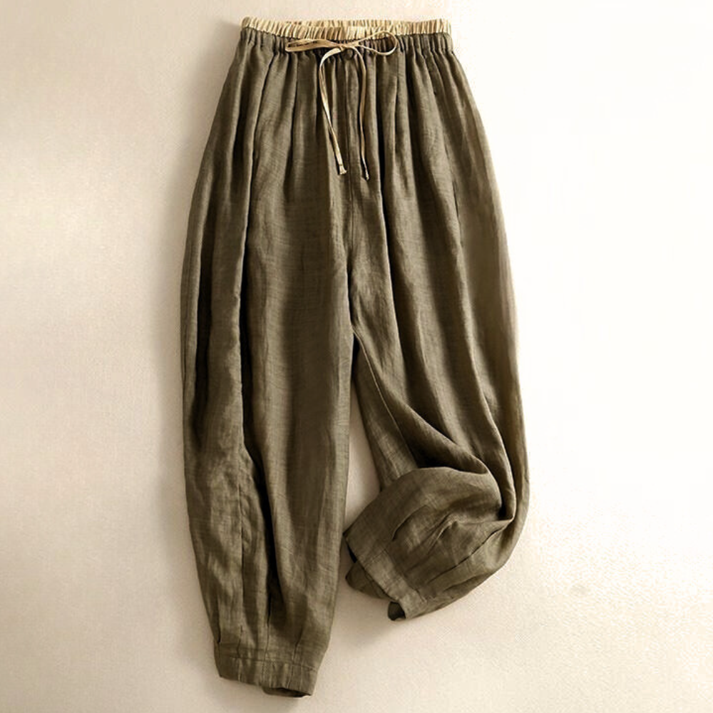 Vida linnebyxor med dragsko för dam-Pants for Women-Fjallbarn