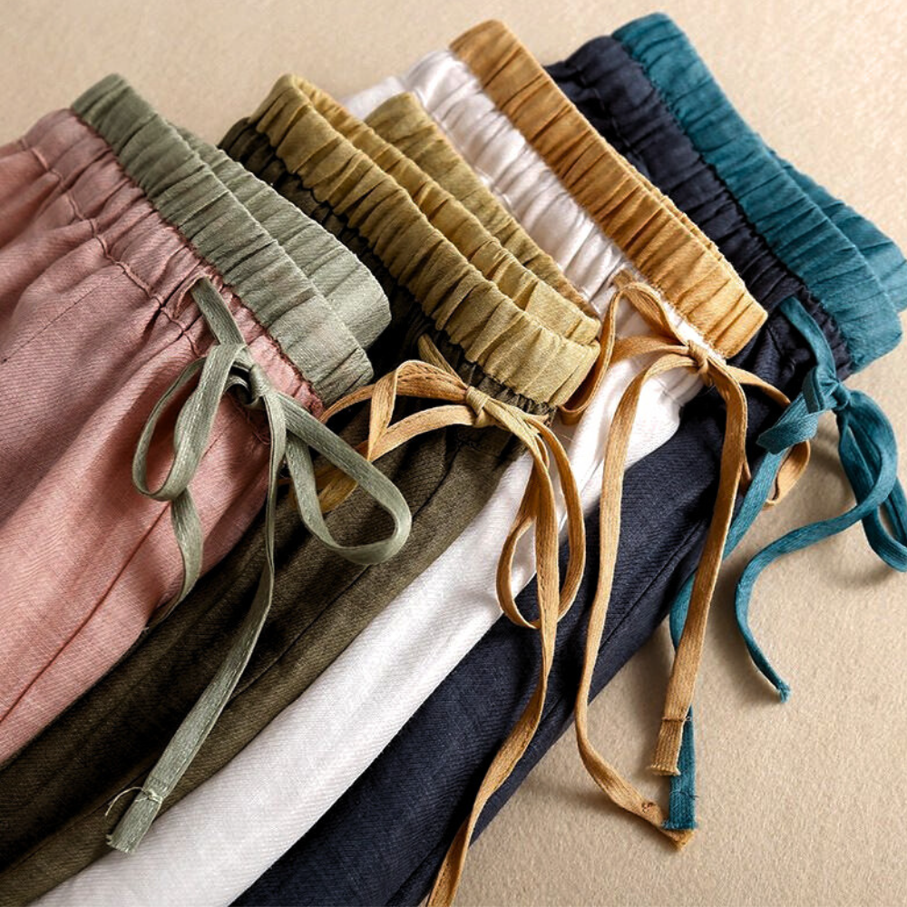 Vida linnebyxor med dragsko för dam-Pants for Women-Fjallbarn