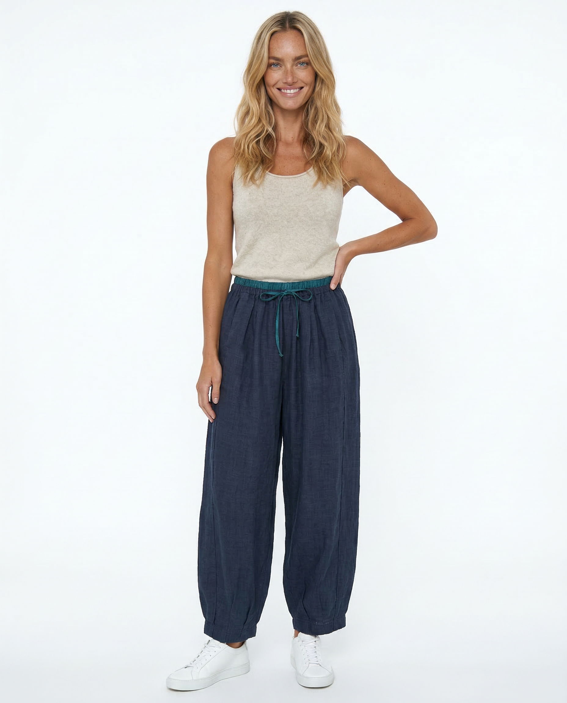 Vida linnebyxor med dragsko för dam-Pants for Women-Fjallbarn